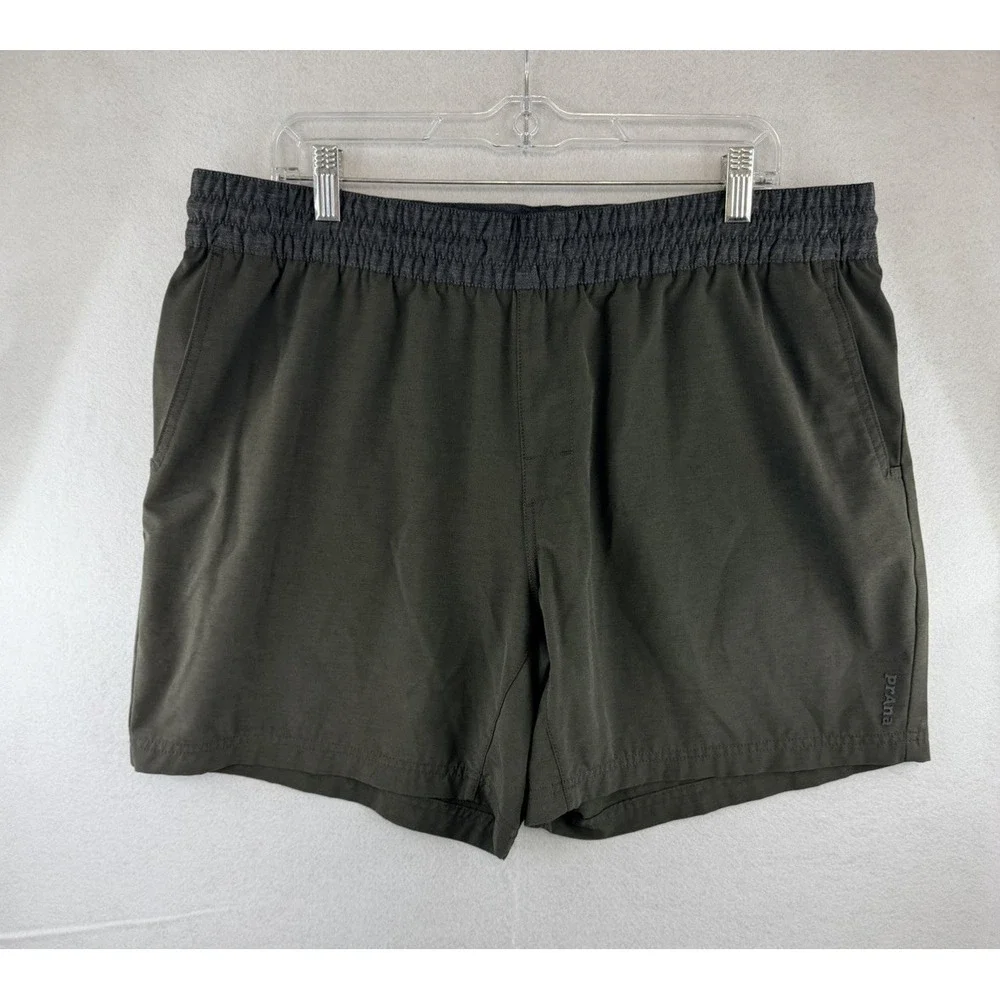 prAna Performance Slope Shorts Mens‎ XXL Green Quick Dry Elastic Waist 1963681